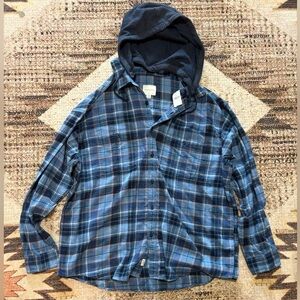 American Eagle Men’s NWT Plaid Flannel Shirt with Hood 3XL